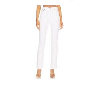 Womens Agolde Riley High Rise Straight Jeans White Raw Hem Size 26 EUC!